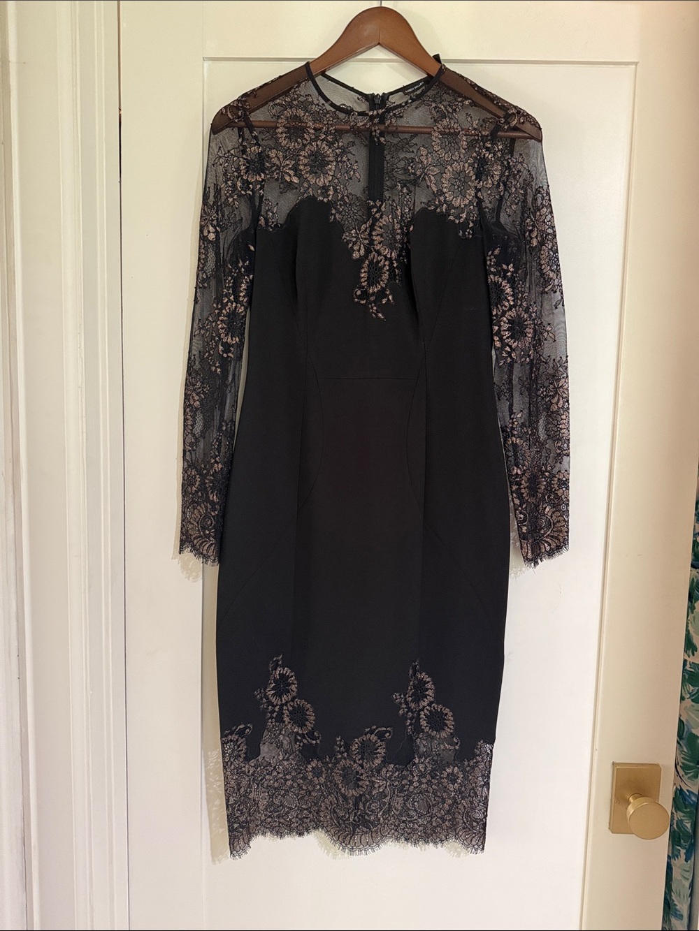 Karen Millen Black Dress with Nude Floral Lace